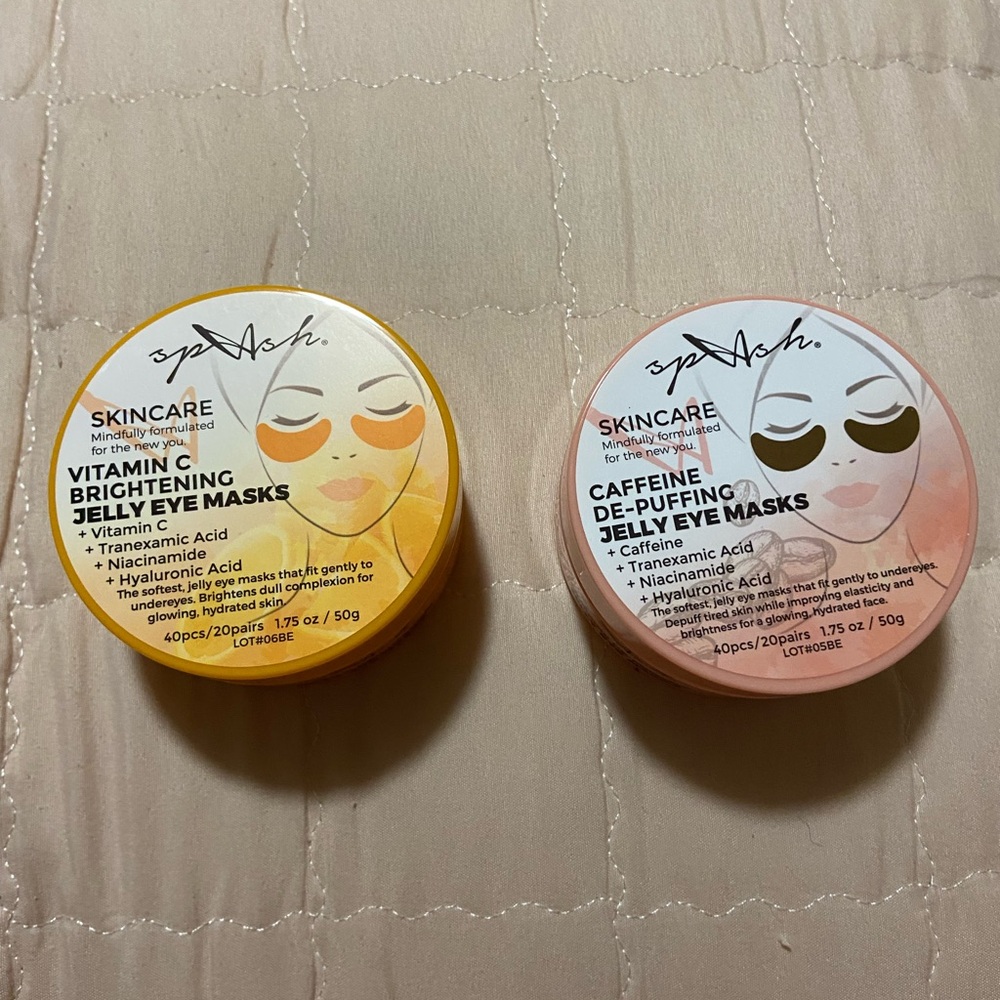 Splash Vitamin C (Yellow) & Caffeine (Peach) Jelly Eye Masks